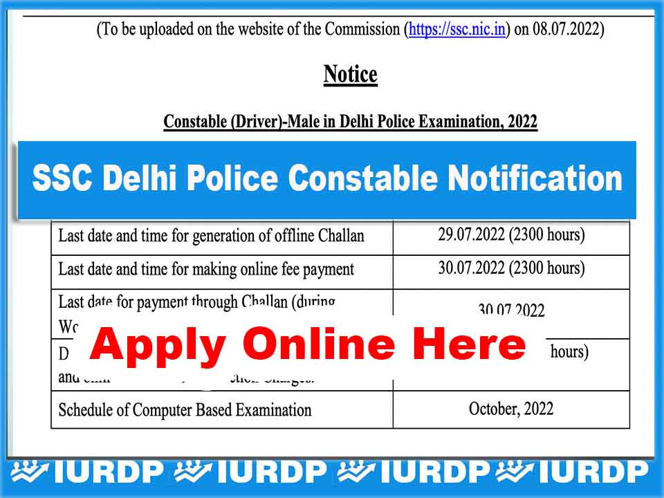 SSC Recruitment 2022- Delhi Police Constable 1411 Vacancy